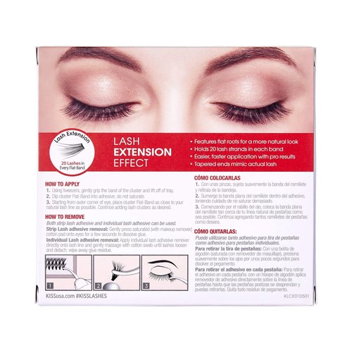 KISS Lash Couture Faux Mink Lash Extensions, Style 'Venus', Exclusive Flat-Band Technology, Short & Medium Length, 60 Individual Lash Clusters, Glue On Lashes