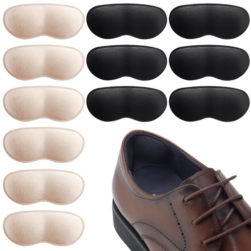 6 Pairs Heel Cushion Pads for Shoes Too Big, Shoe Grips Liners Heel Protectors for Loose Shoes, Heel Pain, Blisters and Rubbing, Anti Slip Shoe Filler Make Shoes Fit Tighter