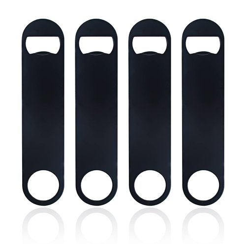 KTOJOY 4 PACK Stainless Steel Flat Bottle Opener, Beer Bottle Opener, 7inch, with Exquisite Packaging, for Kitchen, Bar or Restaurant, Black,