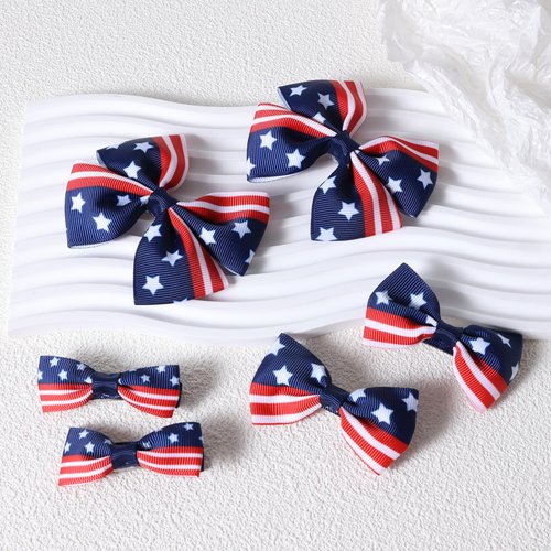July 4th Hair Bow Clips Small Cute Patriotic Red White Blue Ribbon Hair Pins Alligator Barrettes for Toddler Baby Teen Girls Kids Independence Day Back School Outfits Accessory Gift