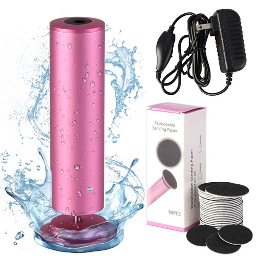 Electric Foot File Callus Remover, Dermave Electric Foot Callus Remover, Electric Foot File, Speed Adjustable Foot File with 60pcs Sanding Discs Dead Cracked Skin Calluses for Men and Women (Pink)