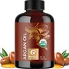 Certified Organic Argan Oil of Morocco - Organic Argan Oil for Hair Skin and Nails Cold Pressed and Unrefined - Organic Argan Oil for Face and Body Care and Organic Hair Oil for Dry Damaged Hair