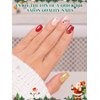 24PCS Christmas Semi Cured Gel Nail Strips, EBANKU Christmas UV Gel Nail Art Stickers Red Glitter Elk Gel Nail Polish Strips with Nail File and Stick for Holiday Manicure