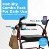 Mobility Combo Pack, Hook, Phone and Cup Holder for Walker, Portable Beverage Holder for Wheelchair and Strollers, Easy Install Wheelchair Phone Holder with Stretch Strap That Fits up to 2” Diameter