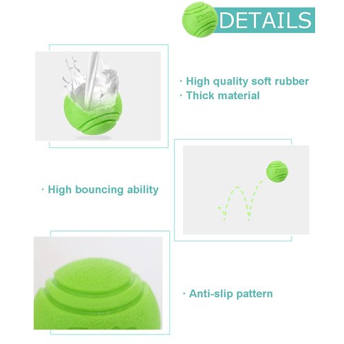 Vitalili Dog Toy Balls, 4 PCS Rubber Ball Set, Chew Resistant, High Bounce, Textured Design for Teeth Cleaning, Dog Training, Small Breeds, 2in/5cm Diameter