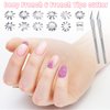 12 Pieces French Nail Trimmer Stainless Steel French Tip Cutters Smile Line Cutter Edge Manicure DIY Plate Module with 2 Handles French Tip Cutting Knife and 5 Spare Blade for Acrylic Nail (Silver)