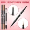 DEFSAP Microblading Eyebrow Pen, Eyebrow Pencil Magical 2-in-1 Dual-Ended Eye Brow Pencils for Women with 4-Fork-Tip & Single Tip and Double-Ended Eyebrow Brush Last All-Day (Black)