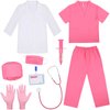 SIZGAROOT Doctor Costume for Kids Toddler Girls Boys Doctor Costume with Lab Coat Halloween Party Dress Up (Pink, 8-9 Years)