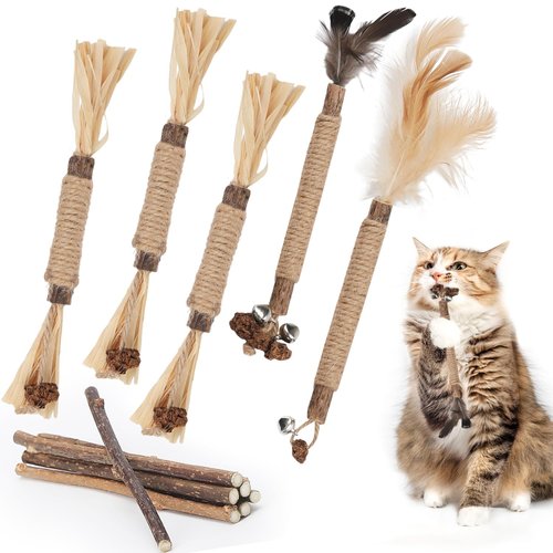 CAPHONT Silvervine Chew Sticks for Cats, 12 Pcs Catnip Toy Sticks for Indoor Cat Dental Chews Tee...