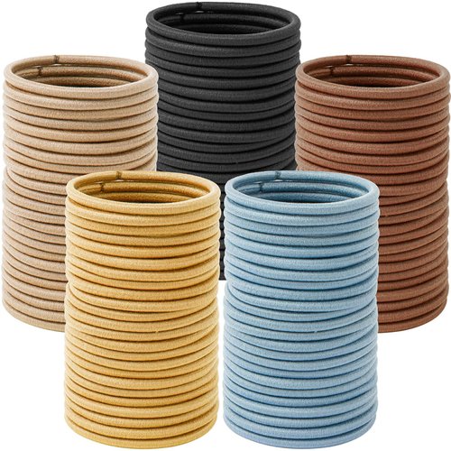 MAQIHAN 120Pack Hair Ties Bulk - No Damage Rubber Bands 5 Neutral Colors Hair Ties Multi-colored Elastics Hair Bands for Women Men Girls Teens Ponytail Holders for Thick Hair Elastic Hair Accessories
