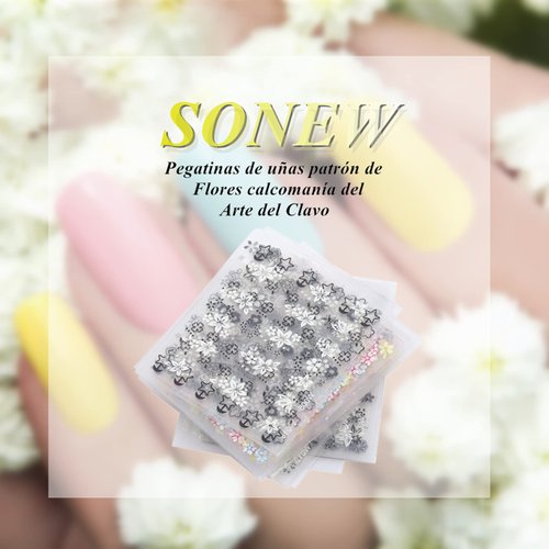 50 Sheet Flower Nail Stickers 3D Design Tip Nail Art Stickers Decals