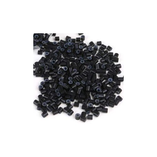Prolinks- 500 pcs Premium Silicone Lined Copper Micro Rings Beads Tubes For I-Tip Hair Extensions (Black- 4 mm)