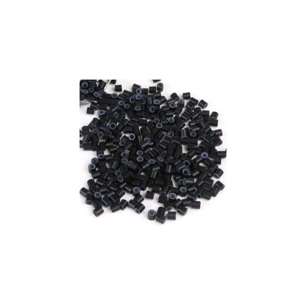 Prolinks- 500 pcs Premium Silicone Lined Copper Micro Rings Beads Tubes For I-Tip Hair Extensions (Black- 4 mm)