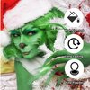 6Pcs Christmas Cosplay Makeup Kit,Highly Pigmented Christmas Face Paint,Green Face Makeup,Green Face Paint,Green Face Piant+Sponges+Setting Powder+Black Face Paint Stick+Santa Hat
