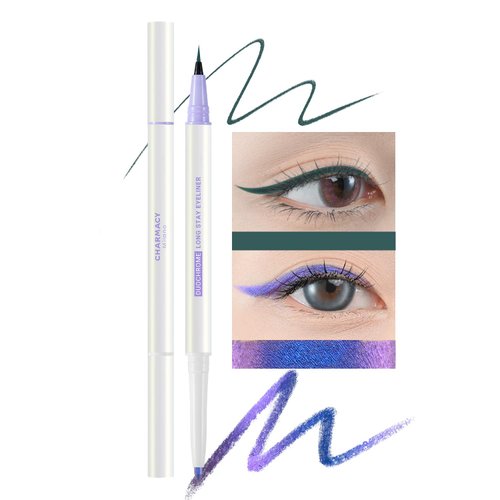 CHARMACY Chameleon Liquid Eyeliner, Liquid Glitter Eyeliner, Highly Pigmented, Metallic MultiColor Shifting waterproof Eyeliner, Ultra-Fine Tip, Longwearing, Smudge-proof (DE05-Tanzanite)