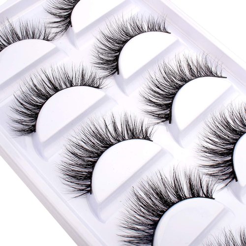 3D Mink False Eyelashes Pack Real Siberian Luxurious Messy Cross Dramatic Lightwight Soft Mink Fake Eyelashes Set 5 Pairs A10-5（The New)