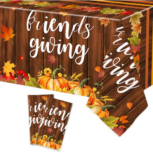 Friendsgiving Tablecloth Friendsgiving Party Decorations Friendsgiving Table Cover for Friendsgiving Party Decorations Supplies, 2 Pcs