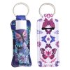 FREEBLOSS 2Pcs Chapstick Holder Keychain 1.5x3.8'' Lip Balm Holder Keychain Lightweight Lipstick Sleeve Pouch with Butterfly Pattern for Women Girls