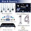 Miidenks 14th Birthday Decorations Set for Boy, Navy Blue Silver Black Happy 14 Birthday Party Decorations with Birthday Backdrop Banner Birthday Tablecloth 14 Number Balloons for Him