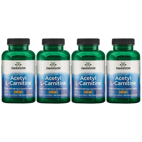 Swanson Acetyl-L-Carnitine - Amino Acid Supplement Promoting Cognitive Health & Muscle Support - Natural Formula May Promote Nervous System Health - (100 Veggie Capsules) 4 Pack