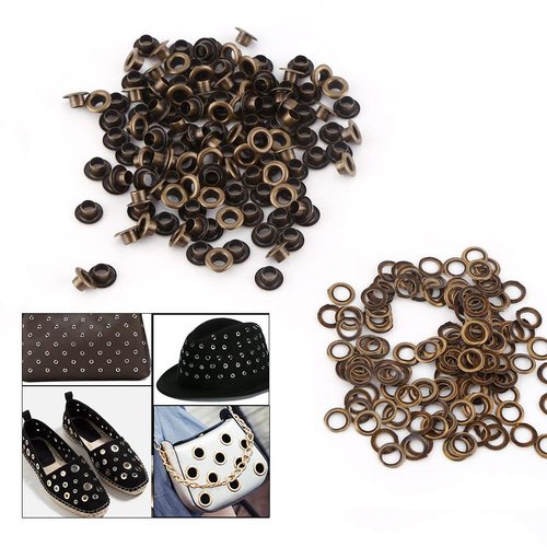 100pcs Metal Eyelets Kits, Small Grommets with Washers Fastener for Leather Craft DIY Sewing(6mm)