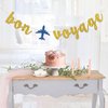 RoadSea Bon Voyage Banner - Travel Theme Party Bunting Supplies - Job Change - Retirement - Moving - Farewell Party Decorations - Gold Glitter