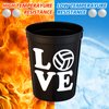 Zhehao 30 Pcs Sport Ball Plastic Cups Hockey Football Basketball Plastic Cups Bulk Reusable Drink Cups 16 oz Stadium Cups Stackable Sports Cup for Sport Party Supplies (Black,Volleyball)