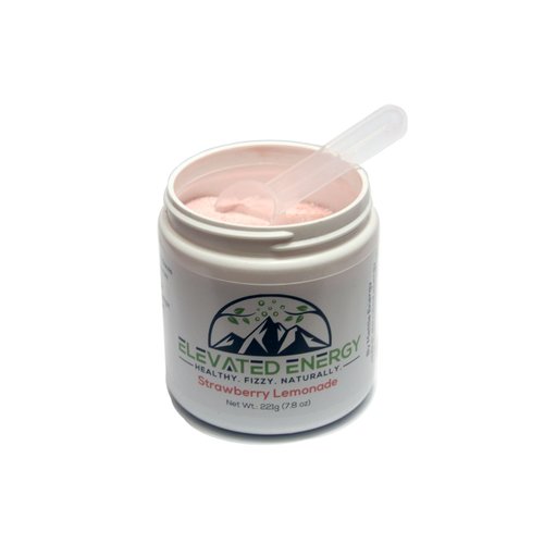 Healthy Energy Drink Powder - Stevia & Natural Caffeine | Elevated Energy Fizzy Drink Mix | Strawberry Lemonade | 30 servings