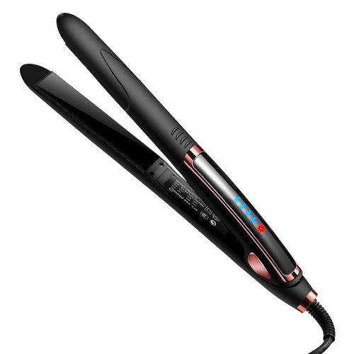 Tieumioe 1 Inch Flat Iron Hair Straightener Iron, Professional Flat Iron Ceramic Hair Straightener for Curly Hair Straightening Irons Dual Voltage Flat Iron for Edges, 15s Fast Heating, Black