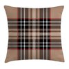 Ambesonne Checkered Throw Pillow Cushion Cover, Classical Tartan in British Style Design Geometric Ornament Striped, Decorative Square Accent Pillow Case, 18" X 18", Pale Brown Orange White