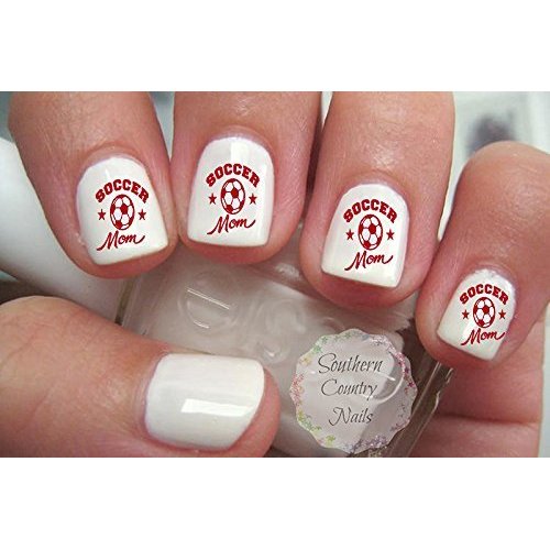 Sports Soccer Mom Red Nail Art Designs Decals