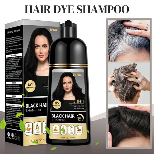 Ivnil Black Hair Dye Shampoo Permanent 400ml