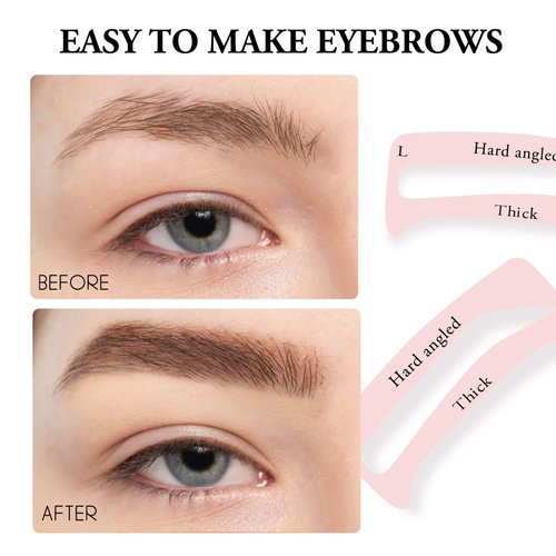 GEUUFEA 4 Sheets Eyebrow Stamp Stencils, Stickable Brow Stickers, Eyebrow Shaping Makeup Eyebrow Cards, Eyebrow template Set for Beginners and Professionals