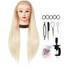 DANSEE Mannequin Head Hair Styling 28" Training Head Manikin Cosmetology Doll Head Synthetic Fiber Hair with DIY Braiding Set+ Free Table Clamp (613)