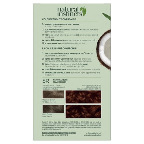 Clairol Natural Instincts Hair Color, [5R] Medium Auburn 1 Each