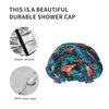 Sea Turtle Shower Cap For Women Adjustable Double Waterproof Layers Bathing Bath Cap Hair Protection Reusable Ladies Spa Salon Shower Hat