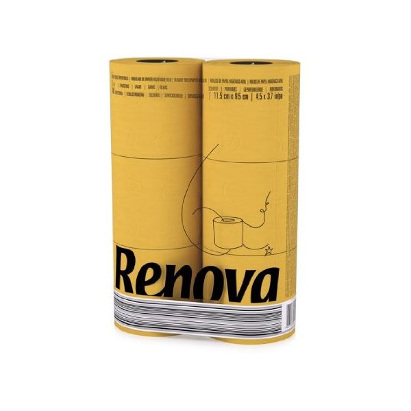 Renova 3 Ply Soft Colour Toilet Loo Bathroom Tissue Paper Rolls 6 Pack (YELLOW)