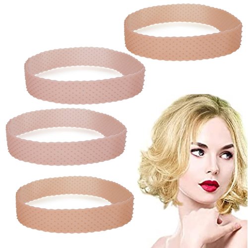 Molain Wig Band, 4Pcs Silicone Wig Grip Headband - Adjustable Wig Fix Hairband for Women Men, Non-slip Elastic Wig Gripper, Sweat-proof Hold Wig Cap, Hairband - Dark brown, Light brown, Black, White