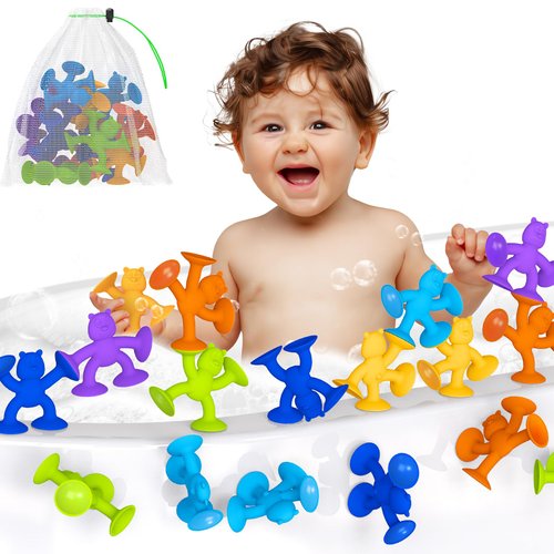 12pcs Baby Bath Toys, Toddler Bath Toys for Kid Bathtub Toys for Toddlers Baby Sensory Toys for Motor Skill Development Suction Cup Toys Montessori Toys for Gift