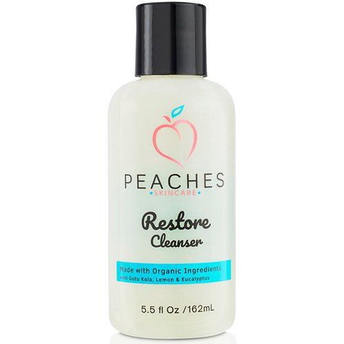 Peaches Skin Care Face Cleanser (5.5 oz) - Post-Workout Face Wash - Vegan Facial Cleanser - Enriched with Gotu Kola, Lemongrass and Eucalyptus -Restore Cleanser