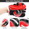 Aodaer 4 Pack T Ball Sets Teenager Easy Catch Ball & Glove Set 4 Youth Teeball Gloves 8 Balls Synthetic Leather Glove and Baseball for Yard Lawn Game, Catch Game, Baseball Play, Black and Red