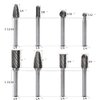 Carbide Burr Set 8pcs JESTUOUS 1/4 Inch Shank Diameter Double Cut Rotary Files Metal Grinding Polishing Carving Tool Drill Bits for Die Grinder Kits