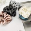 Luxury Mulberry Hair Tie, Vintage Style Scrunchies, 3-Pack Soft Premium Scrunchies (Ivory,Wine,Lake Blue)