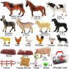 Farm Animals Figurines Toys, 53PCS Realistic Plastic Farm Playset with Fences Soil Building Blocks, Farm Figures Learning Educational Toys for Boys Girls, Toddlers Cupcake Topper Birthday Set