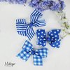 Plaid Hair Bow Hair Clip 6 Inch Checkered Bow Hair Clip (Royal Blue)