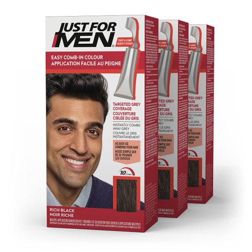 Just For Men Easy Comb-In Color Mens Hair Dye, Easy No Mix Application with Comb Applicator - Ric...