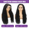 13x6 Deep Wave Lace Front Wigs Human Hair Pre Plucked 200 Density Curly Human Hair Wig HD Frontal Wigs Human Hair Wet And Wavy Lace Front Wigs Human Hair Glueless Wigs Human Hair Black 20 Inch
