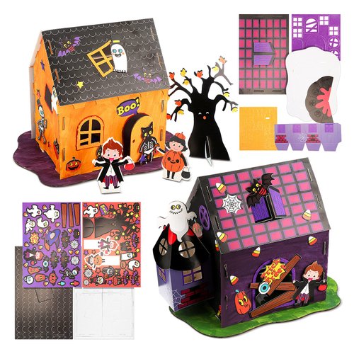 Halloween Craft Kit Halloween Haunted House Kit Sets of 2 Halloween Craft House Make a Haunted House Craft for Boy Girl Halloween Party Game Craft Supplies