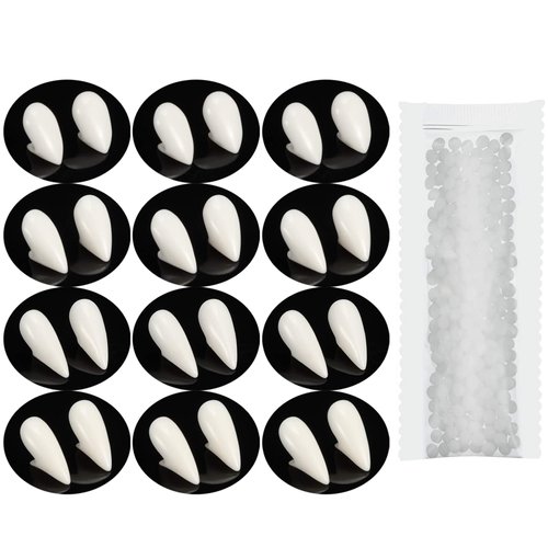 BBTO 12 Pairs Vampire Teeth Fangs, Halloween Party Cosplay Dentures Prop Decoration with Pellets ...