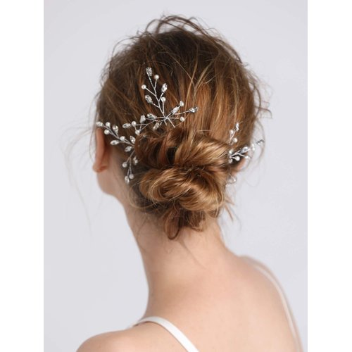 fxmimior Bridal Hair Accessories Pearl Crystal Hair Pins Hair Clips Bobby Pin Wedding Party Evening Headpiece Head Wear (pack of 3) (gold)